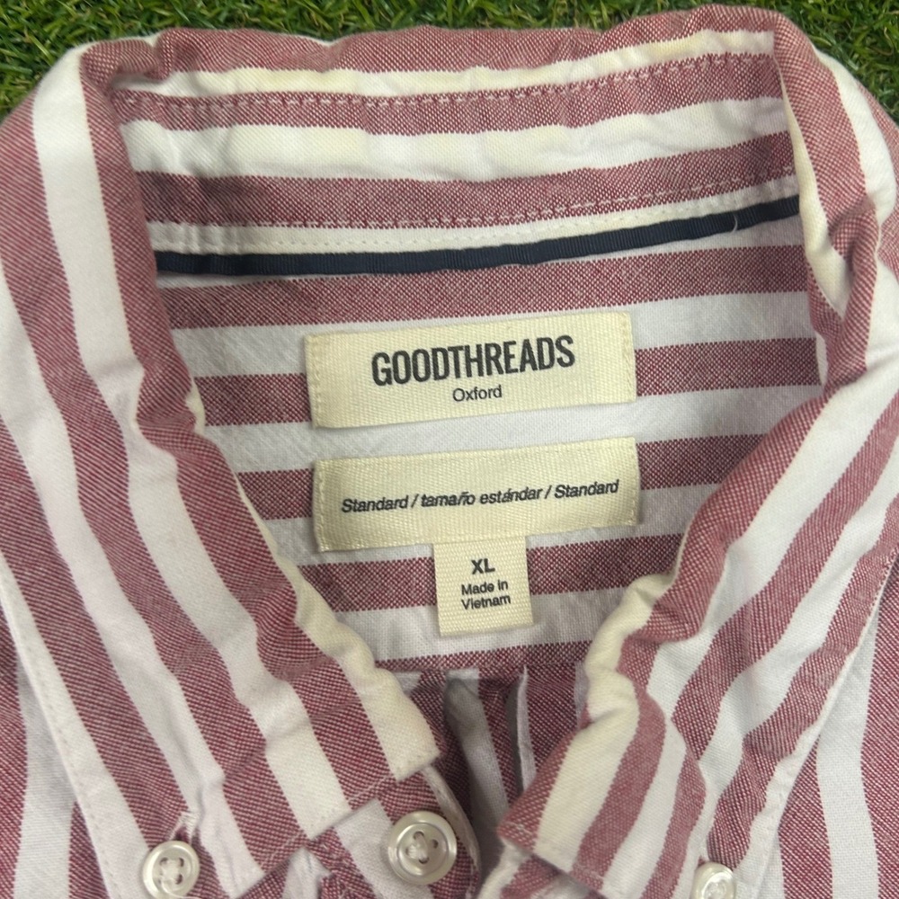 Goodthreads Mens XL Oxford Shirt White Striped Long Sleeve Button Down Standard - Picture 4 of 6
